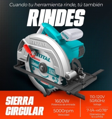 Sierra circular 1600w  220v 5000/min 7 ¼” industrial total