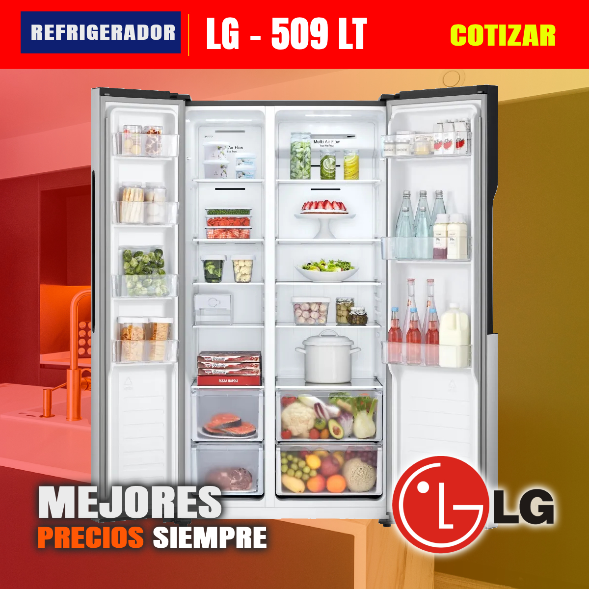 Refrigeradora LG LS51BPP Side By Side Smart Inverter 509L Plateado