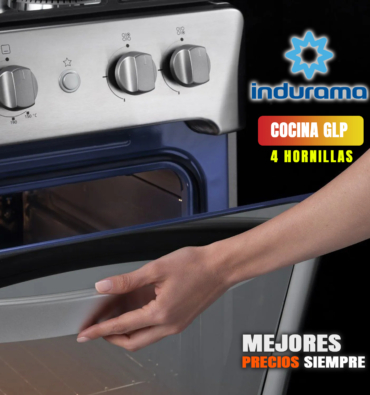 Cocina GLP Indurama Granada Zafiro Croma 4 Hornillas